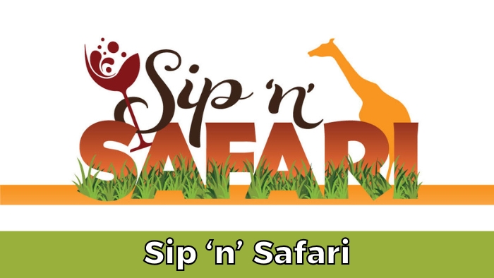 Sip n Safari event logo with giraffe and wine glass